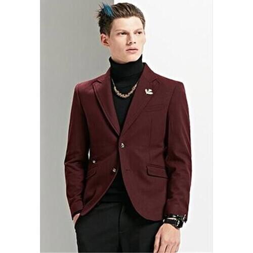 Mens Suits (Jacket+Pants) wine red men suit smart business suit casual for stage show blazers custom men suit slim fit