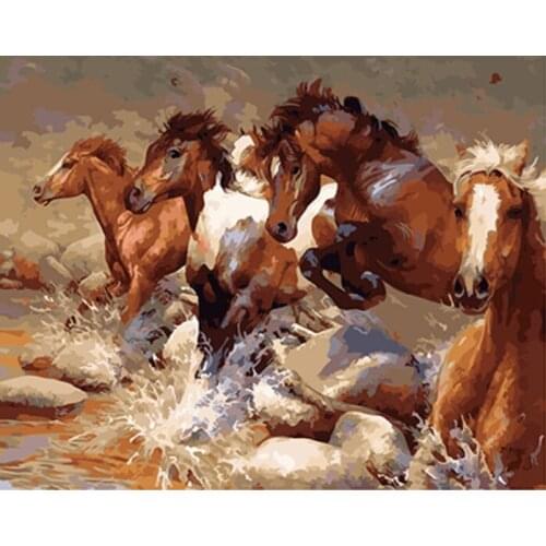 DRAWJOY Framed Pictures DIY Painting By Numbers Of Horses Animals Oil Painting Home Decor Painting & Calligraphy 40*50cm GX8803