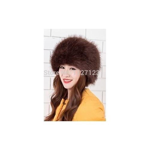 Dark coffee The new hat Qiu dong is high quality imitation fox fur the whole skin circle cap Warm ladys imitation fur hats