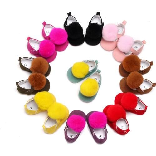 New Candy Colors Balls Princess Shoes Newborn Baby Girl Suede First Walkers Soft Cotton Anti Slip Toddler Shoes Infant Shoes