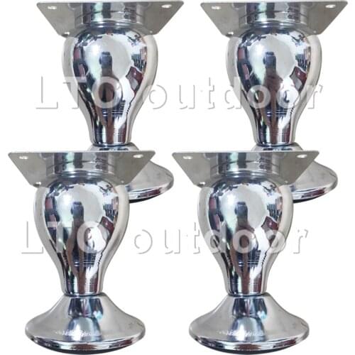 100mm Chrome Metal Furniture Legs Round Cup Type Sofa legs For Sofa Cabinet Beds Tv Stands coffee table beds Silver