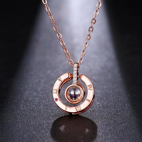 Emmaya Brand Letter Necklace 100 languages I love you Projection Pendant Necklace Women Jewelry Collier Femme Bijoux Gift