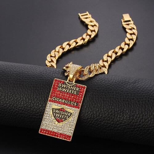 Men Women Hip Hop Jewelry Sweets Brand Pendant Necklace Miami Big Gold Cuban Chain Iced Out Bling Necklaces Fashion Charm Choker