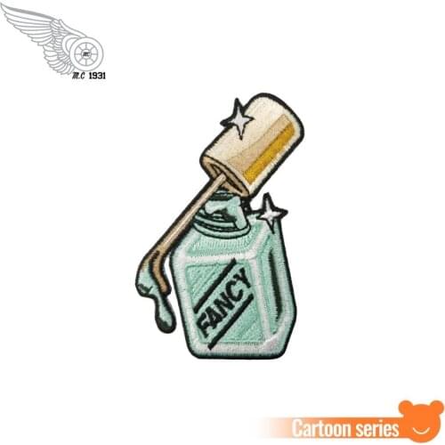 Fancy nail polish embroidery iron on patch back of vest jacket applique custom design clothing stickers free shipping