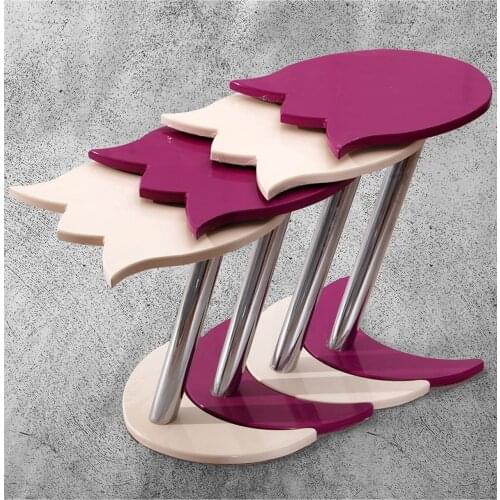 Modern 4 Pcs Lalezar Zigon coffee table-fuchsia-Cream coffee tables table basse furniture living room table
