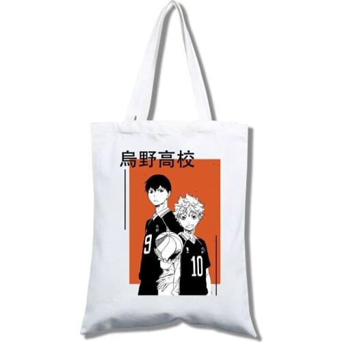 Tee Haikyu Manga Nishinoya Yuu Oikawa Tooru Cartoon Printing Graphic Shopping Bags Girls Fashion Casual Package Tote Bag
