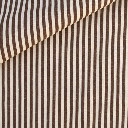 Cotton Linen Fabric for handmad, bed, bag, curtain - Coffee Stripe (LF069)