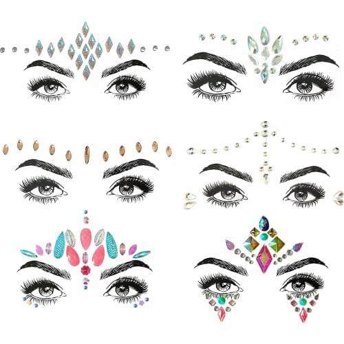 Music Festival Face Jewels, Rhinestone Rave Face Gems Glitter,Crystal Birthday Party Festival Face Sticker,Eyes Body Tattoos