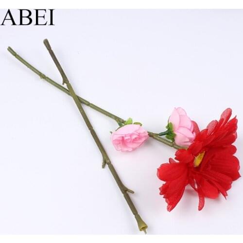 24cm 20pcs/lot Artificial Flower Branch Fake Green Rose Flower Stem DIY Floral arrangement Wedding Party Garden Decoration
