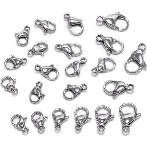30pcs/lot Stainless Steel Lobster Clasps Lobster Clasp Hooks DIY Necklace Bracelet Chains Connector For Jewelry Findings Making