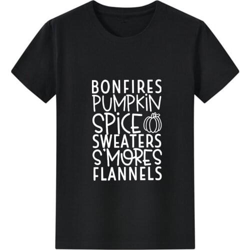 BONFIRES PUMPKIN Print T-SHIRT WOMEN Casual Women Short Sleeve Hipster Graphic Tee Black Red Letters Graphic T Shirt for Women