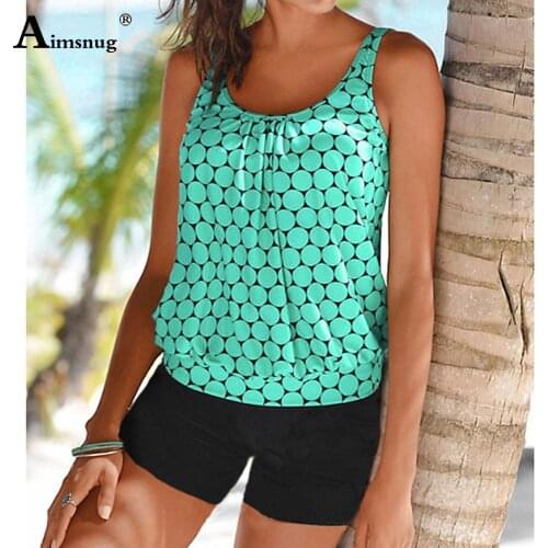 Large Size 4xl 5xl Women Tankini Swimsuit Fashion Dot Two Pieces Outfits 2021 mujer Summer bikinis Swimwear Sexy Femme Clothing