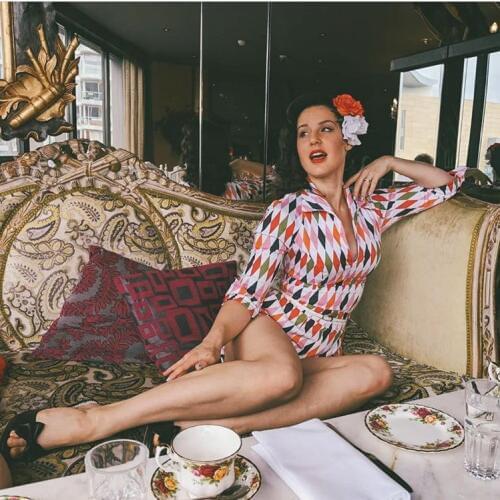 30- women vintage 50s pinup Couture Lauren work wear top in Harlequin print fitted shirts plus size 4xl camisetas boothals shirt