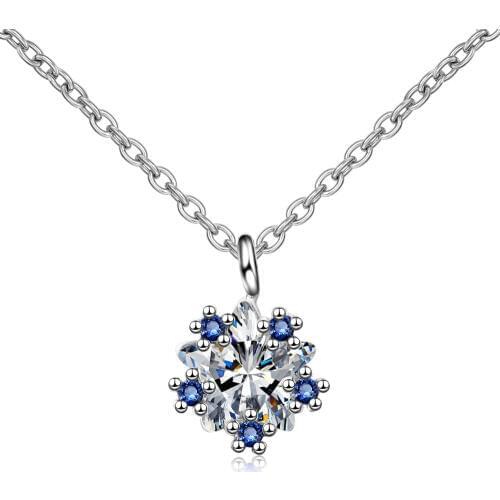 Utimtree Hot Women Chokers Necklaces 925 Silver Korean Simple Blue CZ Zircon Pendants Necklace Jewelry for Female Girl Gift