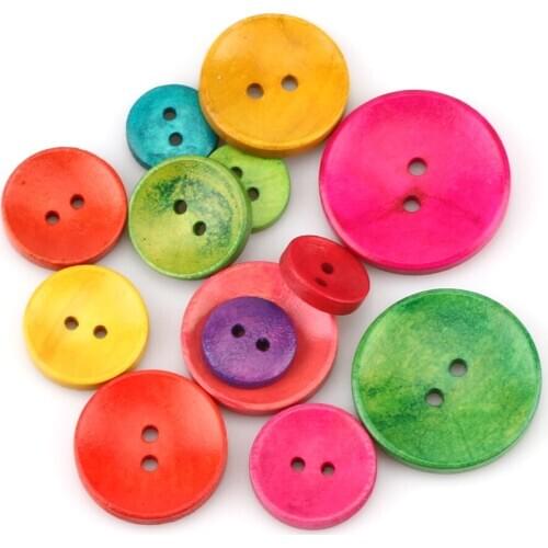 10-50pcs Multi-SizeWooden Button 2 Hole Round Wood Buttons For Clothing Decor Sewing Scrapbooking Home Supply 15-40mm