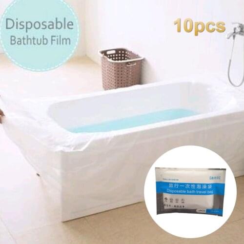 10pcs Disposable Bathtub Cover Lining Waterproof Independent Travel Pack Ultra Large Bathtub Liner Plastic Bag for Salon Hotel