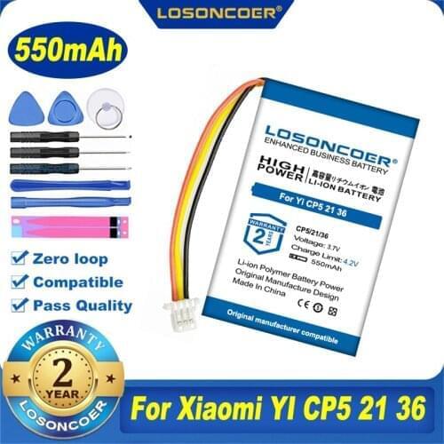 100% Original LOSONCOER 550mAh Battery for Xiaomi YI CP5 21 36 Smart Car DVR Battery Driving Recorder DVR GPS MP3 Toys CP5/21/36