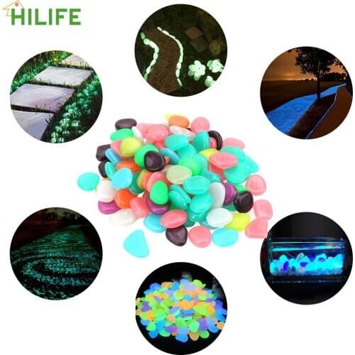 100 Piece/Pack Artificial Glowing Stones Rock Glow in the Dark Garden Pebbles for Walkway Aquarium Garden Yard Luminous Stones