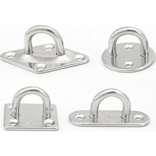 A0NE 1pcs Pad Eye Plate with Enclosed Hook 316 Stainless Steel Staple Ring Hook U-Shaped Hardware for Boat Swing