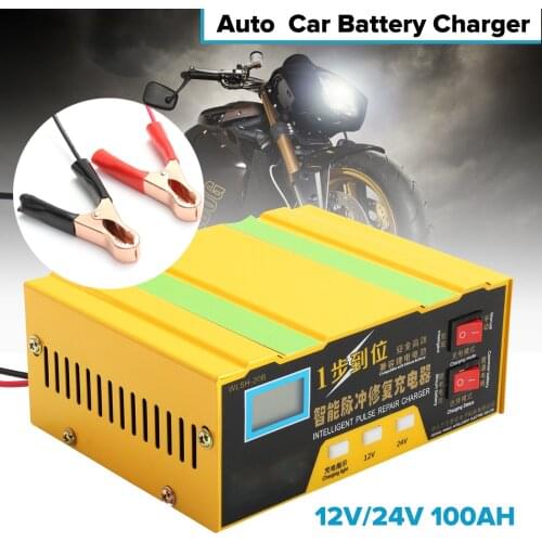 Car charger 12V/24V automatic battery charger smart pulse repair type LED display 110-250V charging