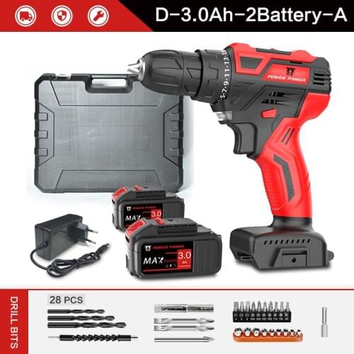 Power Panda 21V Cordless Drill Driver Screwdriver Mini Wireless Power Driver DC Lithium-Ion Battery 25+1 Settings
