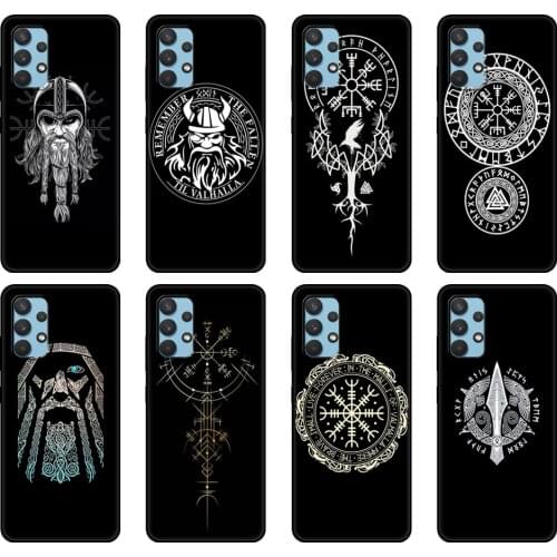 Black tpu Case For Samsung galaxy A12 A22 A32 A42 A52 A72 4g 5g S21 PLUS ultra back cover Viking Vegvisir Odin Nordic