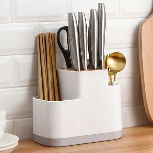 Knife Holder Spoon Fork Chopsticks Tube Rack Kitchen Storage Box Storage Rack Can Drain Knife Storage Shelf