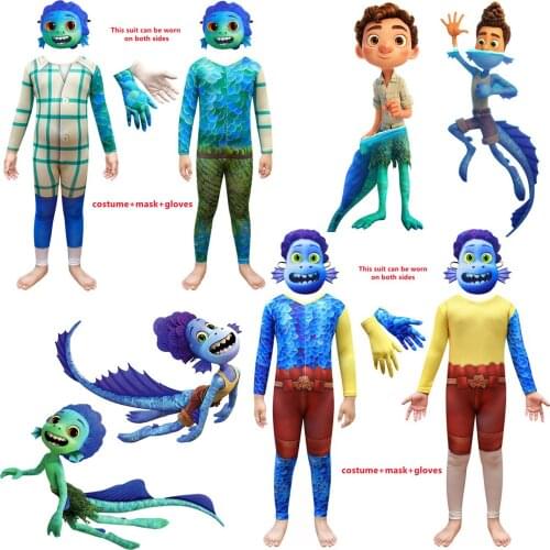 Children Luca Halloween Costume Sea Monster Sets Boys Summer Legend Carnival Party Bodysuit Kids Fancy Cosplay Alberto Jumpsuits