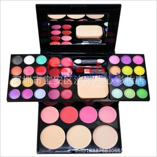 By dhl 100 sets Color Eye shadow+Lipstick+Blusher+Makeup Powder+Puff Brush Pen Tool Make Up Kit Set