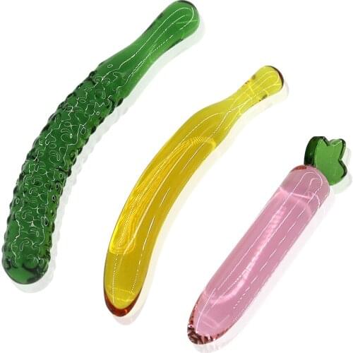 EXVOID Fruit Crystal Butt Plug Sex Toys for Women Men G-spot Massager Adult Products Anal Plug Glass Dildo Banana Cucumber