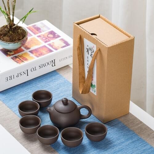 Chinese Travel Kung Fu Purple Sand Tea Sets Portable Service Gaiwan Tea Cups Tea Ceremony Teapot With Gift Box