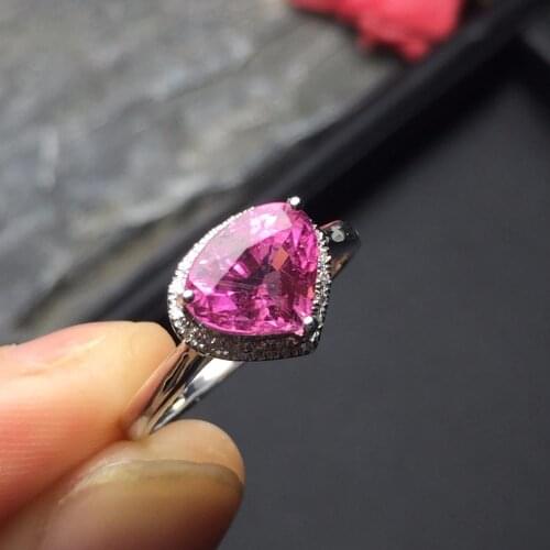 Fine Jewelry Real 18K White Gold AU750 100% Natural 2.105ct Rubilite Pink Tourmaline Gemstones Female Rings for Women Fine Ring