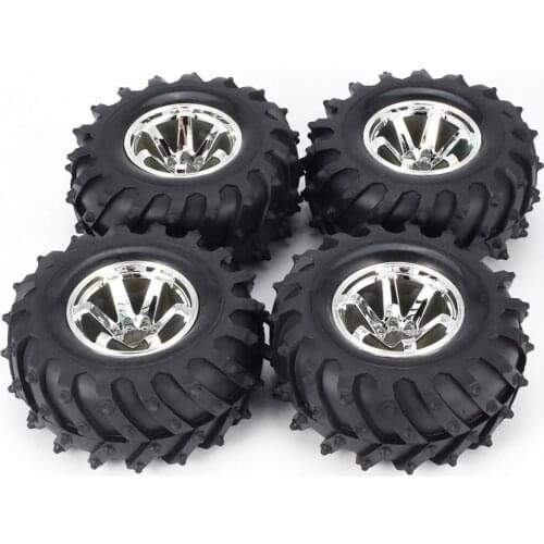 AUSTAR 4*Wheel 1:10 AX-3003/ 4 Tire for RC BigFeet AX-3002 RimRubber Tyre Plastic Hub BEADLOCK for Bigfoot Monster Truck HSP HPI
