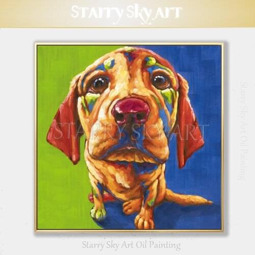 Beauty Wall Art Pure Hand-painted Animals Basset Hound Dog Oil Painting on Canvas Lovely Animal Basset Hound Dog Oil Painting
