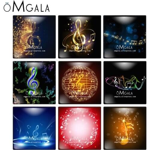 Fashion Shiny Music Note Art Patterns 10pcs 12mm/20mm/25mm/30mm photo glass cabochon demo flat back Making findings