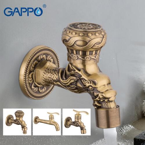 GAPPO Grifos Bibcocks Wall Mounted Bathroom Washing Machine Faucet Antique Brass Mop Garden Tap Sink Taps Outdoor Faucets