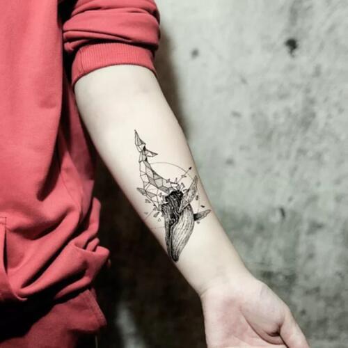 NEW Fashion Sexy Flash Waterproof Temporary Tattoo Whale With Arrow Henna Fake Tatoo