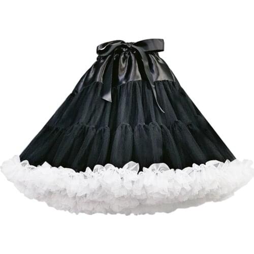New Black White Short Tulle Petticoat Dress Girls Skirt Petticoat Tutu Lolita Faldas Cupcake Dress 2022