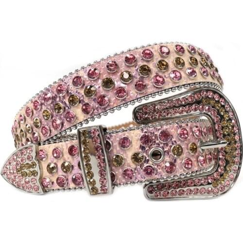 New Designer Rhinestone Belts Chic Luxury Brand Fancy Studded Crystal belt Adjustment Solid Cowhide Diamond Belts For Women Man