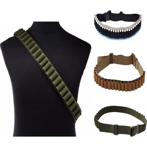 Hunting Military Tactical 27 Shotgun Shell 12 GA Gauge Bandolier Belt Ammo Holder Army Shotgun Cartridge Belt Airsoft Accessory