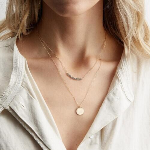 Visunion Stainless Steel 2 pcs Necklace Set Multilayer Custom Necklace Female Gold Color Pendant Fashion Jewelry for Party Gift