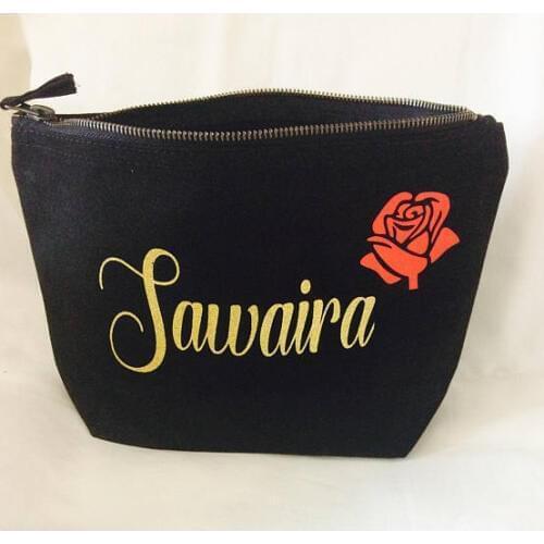 Personalized name glitter rose Mrs Bride Makeup make up comestic Bags maid of honor Proposal Bridesmaid birthday party gifts