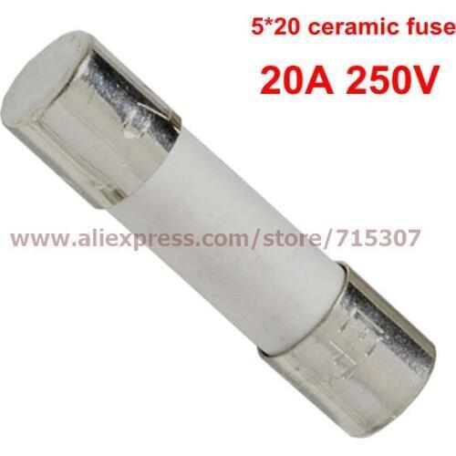 PHISCALE 100pcs 5*20 / 5x20mm Ceramic fuse 20A 250V