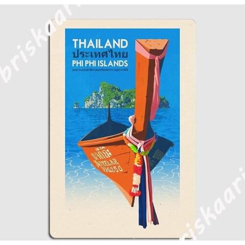 Travel Poster Phi Phi Island Thailand Metal Plaque Poster Wall Mural Club Bar Poster Funny Tin sign Poster