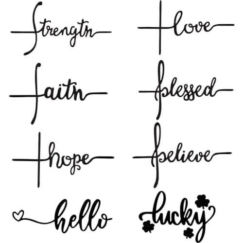 Strength Faith Blessed Lucky Love Hello Metal Cutting Dies for DIY Scrapbooking Crafts Embossing Paper Cards Making 2021 New