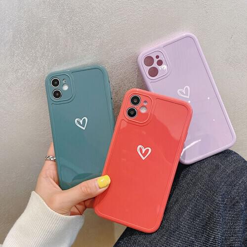 Candy Color Love Heart Shockproof Soft TPU Case For iPhone 12 11 Pro Max 12 Mini Back Cover For iPhone X XR Xs Max 7 8 Plus