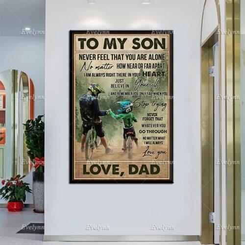 Mountain Biking Bicycle Biker Bike Retro Poster To My Son Form Dad Fathers Day Gifts Wall Art Prints Home Decor Canvas