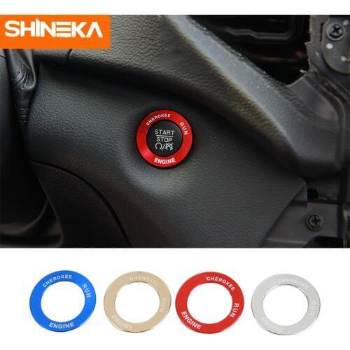 SHINEKA Interior Mouldings For Jeep Cherokee 2014-2016 Aluminum Alloy Ignition Switch Decorative Ring Sticker For Jeep Cherokee