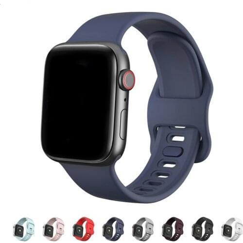 Silicone strap for Apple Watch 6 5 4 SE 3 40mm 44mm 38mm 42mm sport band for iWatch series 6 5 4 3 SE band with new buckle strap