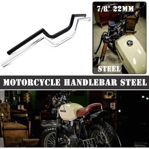 Motorcycle Handlebar Steel 7/8" 22mm Vintage Refit Drag Bar High-Rise Cruiser Bobber Chopper For Honda Yamaha Kawasaki Universal